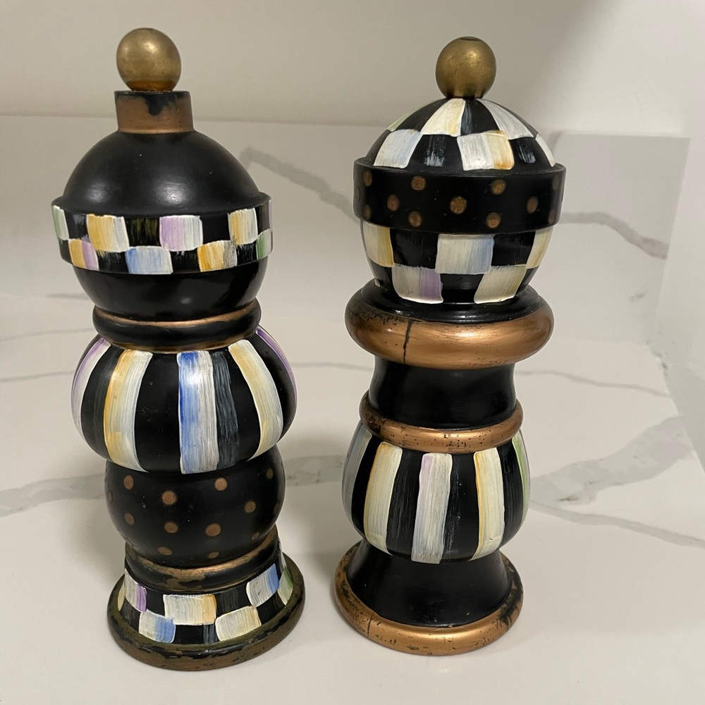 MacKenzie-Childs Courtley Check Salt & Pepper Grinder Set